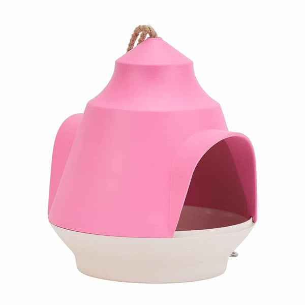 Bamboo Bird House / Pink & Cream
