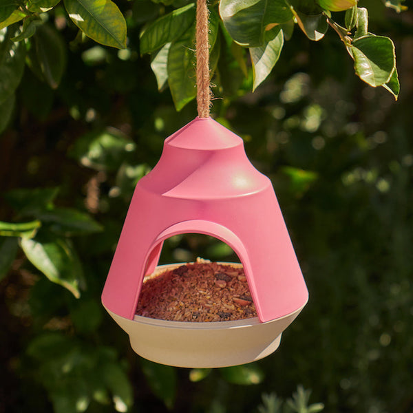 Bamboo Bird House / Pink & Cream