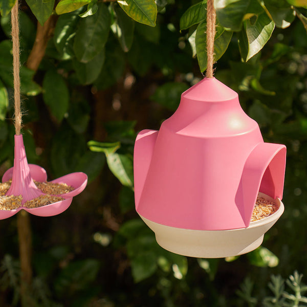 Bamboo Bird House / Pink & Cream