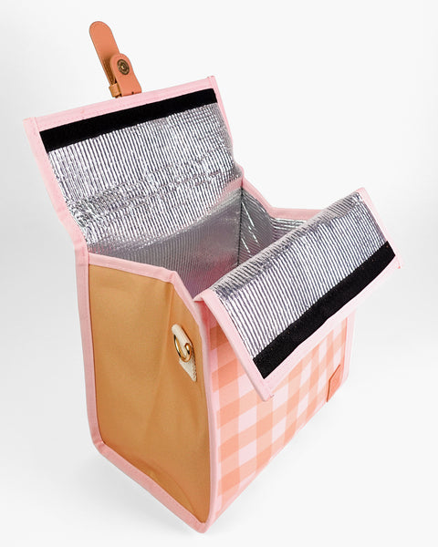 Lunch Satchel / Pink & Mustard Gingham 'Rose All Day'