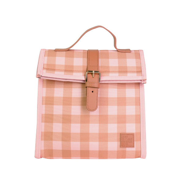 Lunch Satchel / Pink & Mustard Gingham 'Rose All Day'