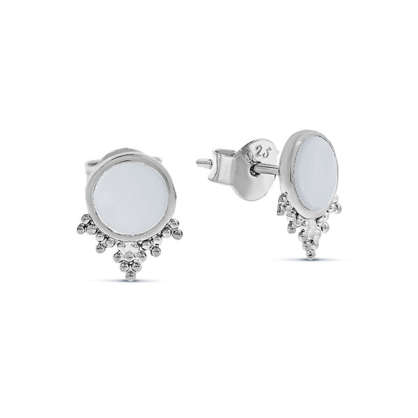 Mystic Mirror Pearl Studs / Silver