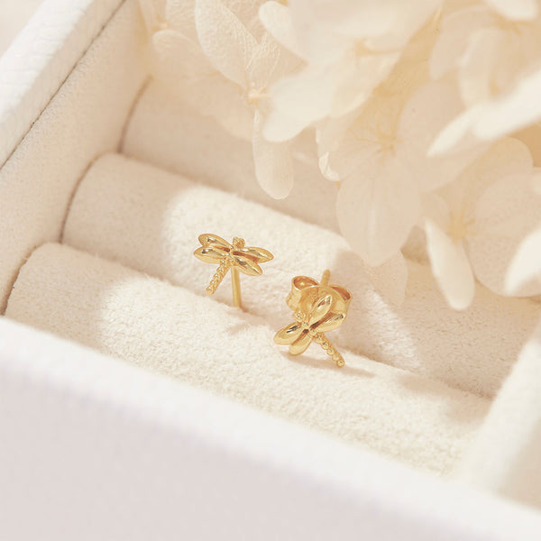 Tiny Dragonfly Studs / Gold Vermeil