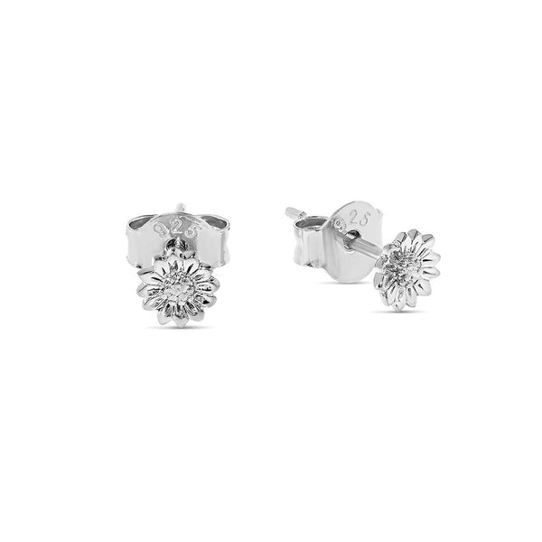 Tiny Sunflower Studs / Silver