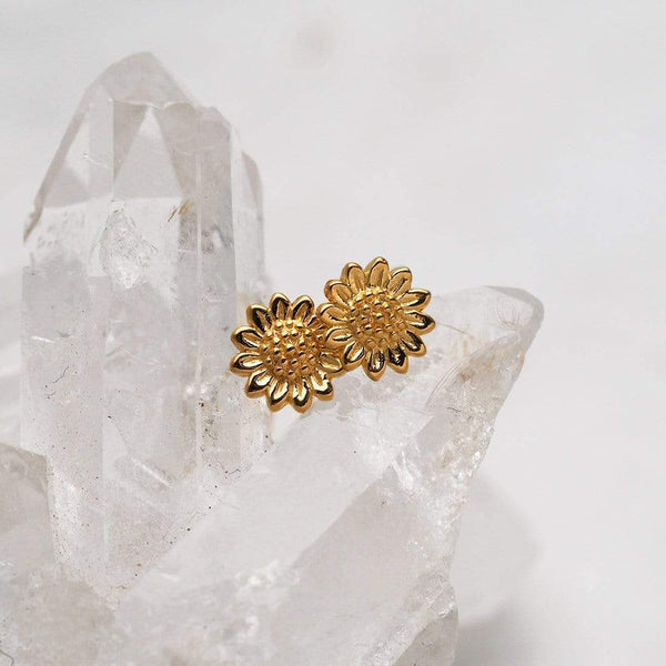 Delicate Sunflower Studs / Gold