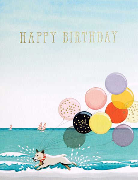 Greeting Card / Happy Birthday with Splashing Dog