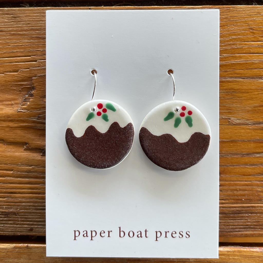 Christmas Pudding Hanging Earrings