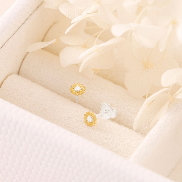 Delicate Sunflower Studs/ Two Tone