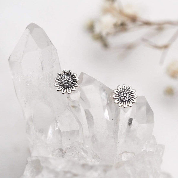 Delicate Sunflower Studs / Silver